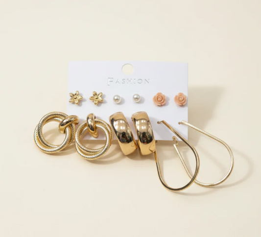 Boraa's Elegant Luxe Collection – 6 Pairs of Earrings