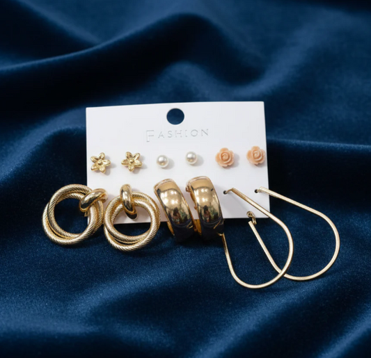 Boraa's Elegant Luxe Collection – 6 Pairs of Earrings